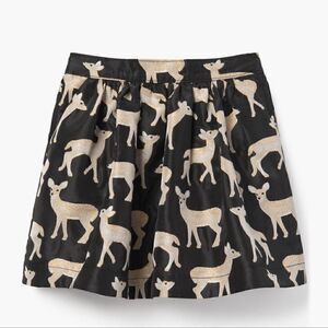 NWT Gymboree Girls Metallic Jacquard Deer Skirt Black Gold Holiday Girls XL 14